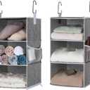 StorageWorks 6-Shelf Closet Organizers, Two 3-Shelf Separable Hanging Shelves for Closet, 12" D x 12" W x 48 ¼"H， Canvas, Gray