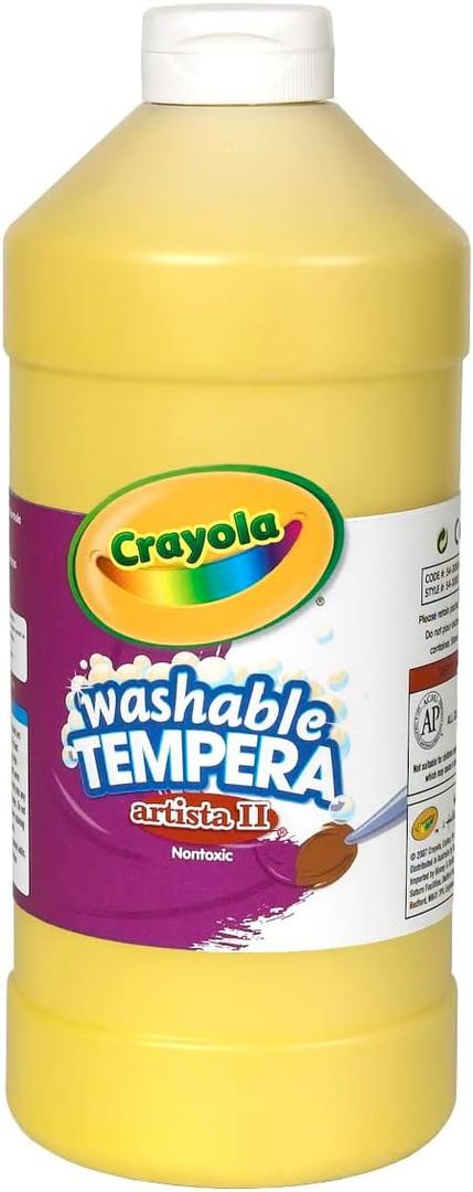 Crayola Washable Tempera Paint For Kids, Yellow Paint, Classroom Supplies, Non Toxic, 32 Oz Squeeze Bottle