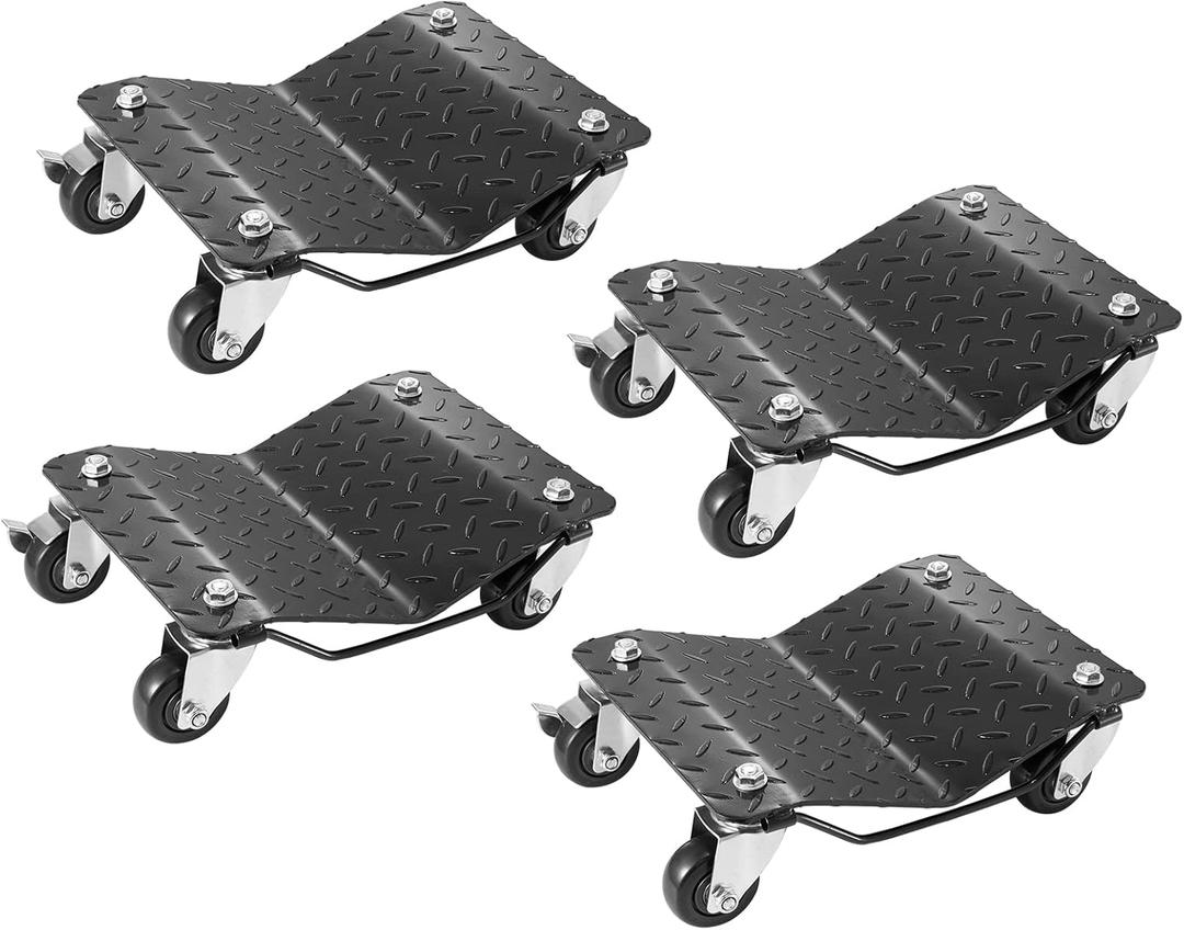 VEVOR Car Wheel Dolly, 6000 lbs/2722 kg Car Moving Cart with Brakes, Set of 4 Piece, Heavy-Duty Vehicle Dolly, Moving Cars, Trucks, Trailers, Motorcycles, and Boats
