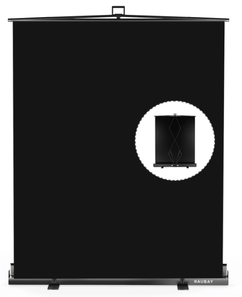 RAUBAY 5′ x 6.9′ Collapsible Black Screen