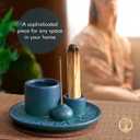 2 x 4-in-1 Palo Santo Holder, Sage & Incense Stick Burner  Ceramic White Ash Catcher Tray for Meditation, Yoga, Smudging & Spiritual Cleansing  Incense Holder for Sticks & Sage (Blue)