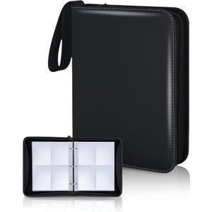 CLOVERCAT 4 Pocket Trading Card Binder Parent (4 Pocket, 400 Cards, Solid, Black)