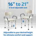 Medline Shower Chair with Backrest and Padded Armrests - 350 lb. capacity, Bath Bench, Seat, Stool for Independent Adult, Seniors, Elderly & Disabled Patients