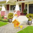 Raincoat Porch Goose Outfit for Large 23" High Cement or Plastic Goose Statue, Spring Yard Goose Cloths with Yellow Umbrella Decor for Outdoor Lawn Gaden Patio