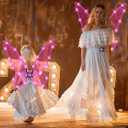 quescu Light up Fairy Wings for Adults,LED Butterfly Wings for Girls Women,Halloween Costume Dress Up,Gifts for Kids (Pink)