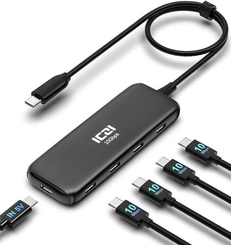 ICZI USB C Hub 3.2 10Gbps 4 Port Data Splitter for MacBook Pro/Air, iMac, Surface, Laptop, XPS, PC - Not Support Charging and Video Output