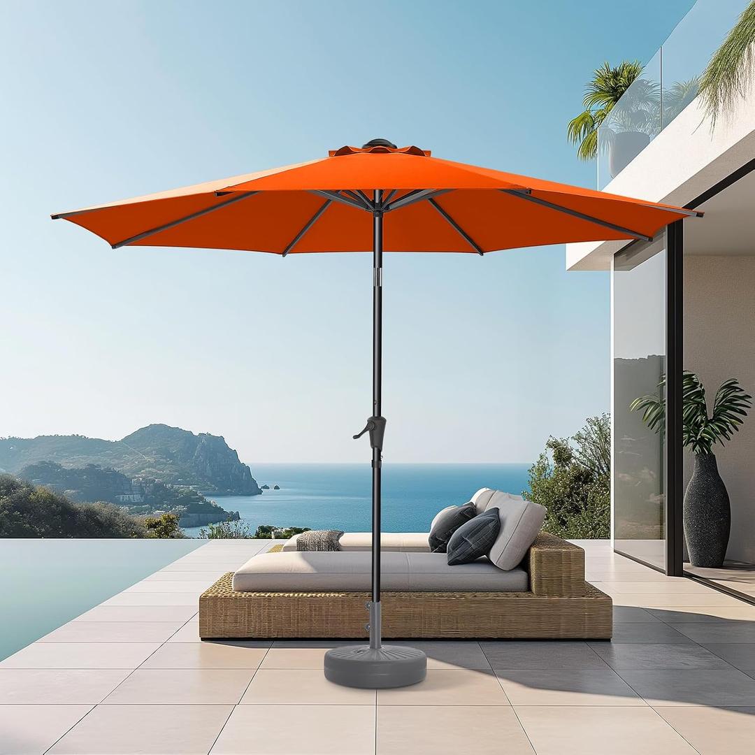 HOMSHADE Outdoor Patio Umbrella - Market Table Pool Deck Umbrella with Push Button Tilt, Crank, UPF50+ UV Protection and Sturdy Ribs, 3-Year Fade Resistance, 220GSM Solution-Dyed Fabric (No base)