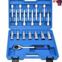 18PCS Steering Hub Suspension Shock Absorber Strut Nut Removal Tool Socket Kit, 1/2 inch Suspension Strut Spreader Tool Set, with Gloves
