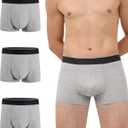 Incontinence Protective Underwear for Men Washable Bladder Leak Proof Boxer Brief 60 ml Absorbency Trunk 3 Pack (3 Gray, 2XL) (XX-Large)