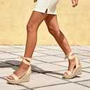 DREAM PAIRS Womens Open Toe Espadrilles Wedges Tie Lace Up Cute Ankle Strap Platform Sandals Dressy Shoes, Size 9