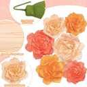 Aneco 6 Pieces Large Paper Artificial Flowers 3D Crepe Tissue Flower Wall Decor for Wedding Birthday Bachelorette Bridal Shower Backdrop Table Centerpieces Party Supplies, Peach Pink, Ivory