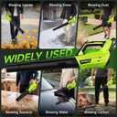 Leaf Blower Cordless, Leaf Blower with Battery and Charger - 2 Speed Modes, 2 Batteries, 20V Powerful Lightweight Electric Blowers for Blowing Leaves, Lawn Care, Patio Cleaning and Dust, Green