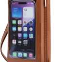 GOIACII Phone Purse Crossbody Bags for Women Small Travel Wallet Touch Screen RFID Blocking (Brown)