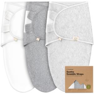 3-Pack Organic Baby Swaddle Sleep Sacks - Swaddles for Newborns, Infant 3-6 Months, Baby Girls, Boys, Soft & Snug Newborn Sleep Sack, Nursery Swaddling Blankets (Cloud, L)