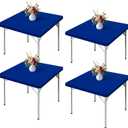 Wolkemer 4 Pack Blue Fitted Tablecloth 34x34 Inch Square Elastic Edges Table Cloth, Spandex Stretch Table Cover with Machine Washable Fabric for Wedding Party Picnic Dining Indoor Outdoor