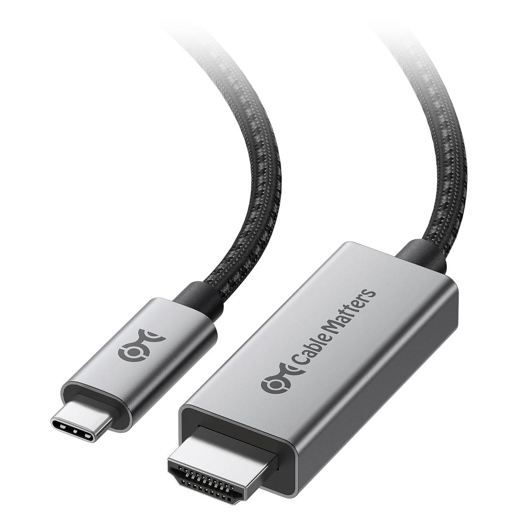 Cable Matters 48Gbps Unidirectional USB C to HDMI 2.1 Cable - 6ft, Support 4K 240Hz and 8K 60Hz HDR - Thunderbolt 3, Thunderbolt 4, USB4 Compatible with iPhone 16/15, Max 4K@60Hz on Any MacBook