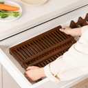HBlife Dish Rack,Teak Folding 2-Tier Collapsible Drainer Dish Drying Rack with Utensils Flatware Holder Set (Dish Rack with Utensil Holder)