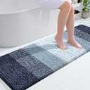 OLANLY Bathroom Runner Rugs Mat 59x20, Extra Soft Absorbent Microfiber Bath Rugs, Rubber Backing, Quick Dry, Washable Long Bath Mats for Bathroom, Tub and Shower, Home Decor Accessories, Airy Blue