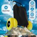 PYY Beach Cart with 13" Big Balloon Wheels for Sand - 352LBS Loading Capacity, Lightweight Folding Aluminum Beach Dolly Wagon Trolley Buggy with 15"*23" Large Cargo Deck, 33"-51.6" Adjustable Handle