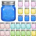 Amzcku Mini Colored Mason Jars 5 oz with Metal Lids - Glass jar for Jam, Honey, Candle, Canning, Wedding Favors, Shower Favors, Food Storage, Jelly, DIY Spice Jars, 24 Pack