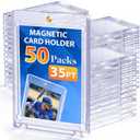50ct Magnetic Card Holders, 35pt Magnetic Trading Card Protectors U-V Protection Display Cases, Hard Plastic Sleeves for Sports Game MTG Standard Cards (50pcs)