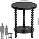 Round 2 Tier Side Table, End Table with Storage Shelf, Modern Nightstand Beside Table for Living Room, Bedroom, (Black, Normal, Wood)