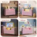 WLIVE LED Dresser TV Stand for 55 Inch TV, 8 Drawers, Pink