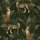 Dark Green Tropical Palm Tree Leaf Animal Leopard Forest Peel and Stick Wallpaper Easy Peel Off Contact Paper Stick on Adhesive Wall Paper for Bathroom Waterproof Renter Friendly