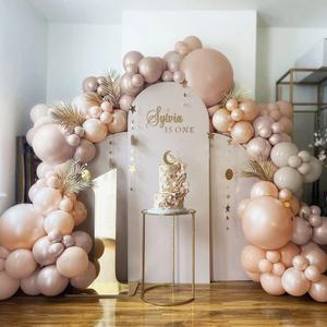 Blush Pink Balloon Garland, Double Stuffed Dusty Rose Pink Beige Balloons White Champagne Pearl Balloon Arch Kit for Baby Shower Birthday Bridal Shower Wedding Mother's Day Party Decorations