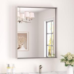 Keonjinn 24x30 Inch Brushed Nickel Bathroom Mirror for Over Sink, Rectangle