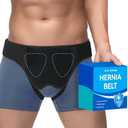 Tovrinala Hernia Belt for Men and Women, Hernia Support Truss for Single/Double Inguinal, Adjustable Waist Strap with 2 Removable Compression Pads, Black L