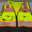REXZUS (C Vest For Mens Black Series Safety Vest With Zipper and Utility Pockets Premium Black Series Surveyors Vest (Extra Large, Yellow/Black) XL