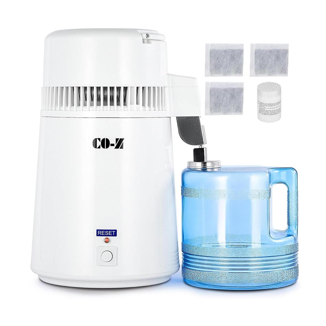 CO-Z 1.1 Gallon Water Distiller, 750W Countertop Home Office Countertop Distiller Water Making Machine, 4L Distilled Clean Water Maker, Distill Distilling Water Purifier Distillers, Pure Water Maker
