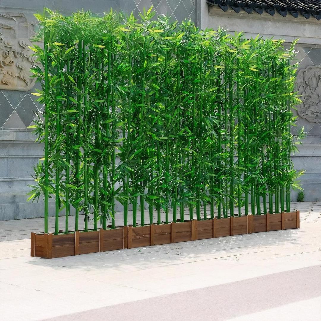 16-Pack 4ft Faux Bamboo Pole with Base Waterproof Artificial Plant with Silk Leaves for Indoor/Outdoor Privacy Fence, Patio, Garden, Yard, Office & Commercial Use