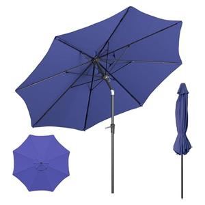 COBANA Patio Umbrella, Outdoor Table Umbrella of 9-Feet with 8 Ribs and Push Button Tilt and Crank, Blue