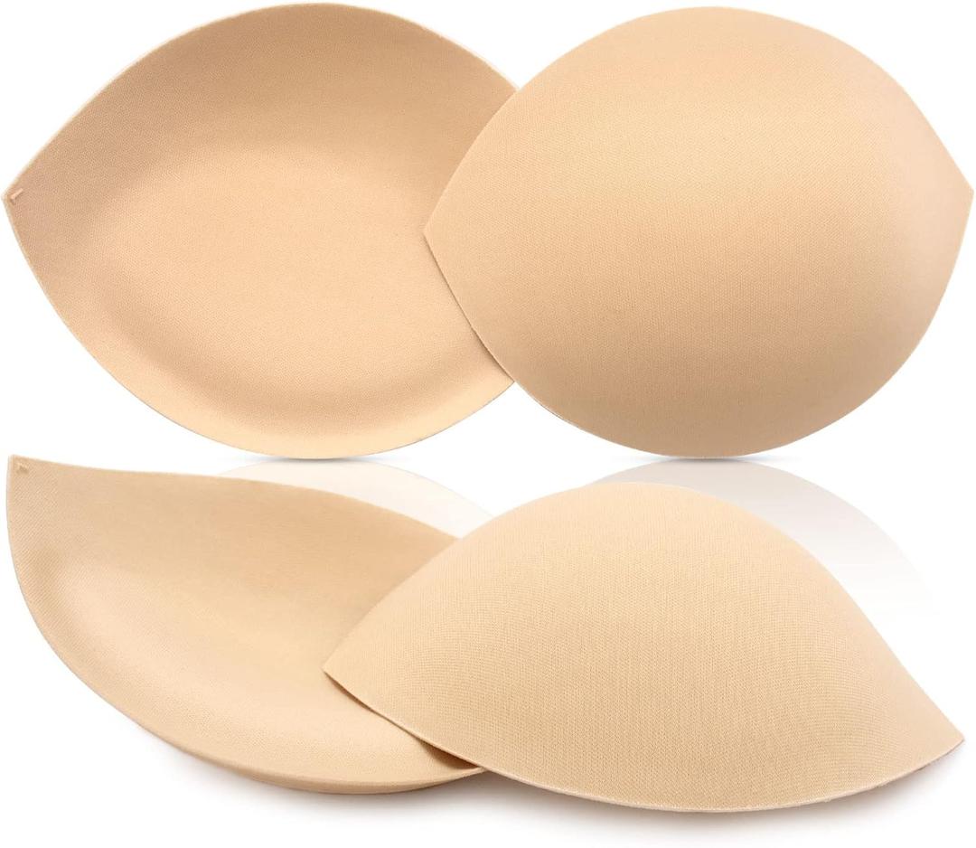 Nimiah Bra Inserts Breast Enhancers - 2 Pairs Push up Swimsuit Pads Add Cups Size Instantly Fits AB, C, D Cup (Beige)