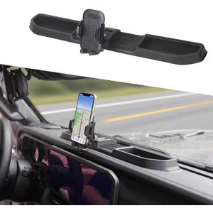 LIUQING Car Phone Mount Holder, 360 Rotating for Jeep Wrangler JL/JLU & Gladiator JT 2024-2025 | Dash Storage Tray Accessory with ABS Material | No-Drill Installation (Excludes 4XE Models)