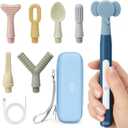 Joyreal Rechargeable SensoryBuzz Oral Motor Vibration Kit with 7 Textured Silicone Heads - 4 Modes Vibrating Teether Autism Sensory Products for Speech Therapy, Stimulate Self Feeding, Sensory Needs