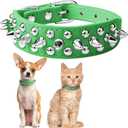 Spiked Dog Collars for Medium Dogs, Mushrooms Rivet Studded Anti-Bite Protective Pet Neck Pu Leather Spike Puppy Collars for XS Small Medium Large Boy Dogs Male Cats Goat (Green, M)