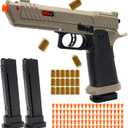 Automatic Shell Ejecting Toy Fidget Gun, 2 Modes Shooting & Fidget with 2 Magazines, 18 Shells, 100 Foam Bullets, 26-32FT Range, Gifts for Christmas Halloween Birthday