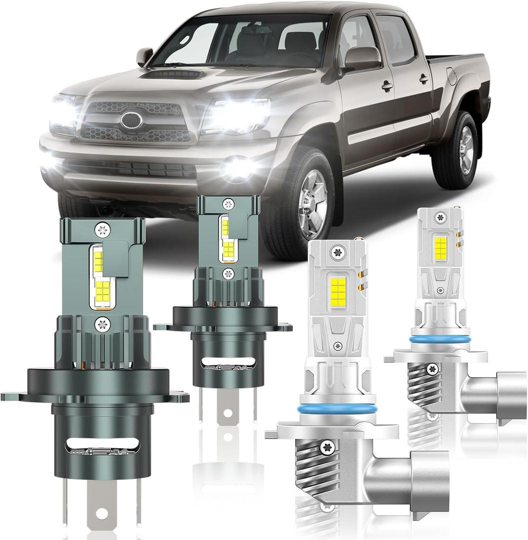 Fit for Toyota Tacoma 2005-2011 Light Bulbs, High/Low Beam Fog Light Bulbs Combo, 800% Brightness, 6000K Cool White, Plug and Play, Pack of 4