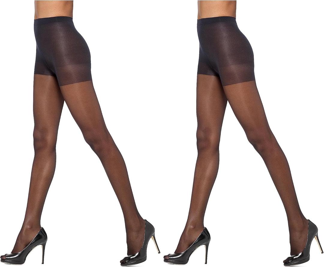 HUE Women's 2 Pack Sheer Tights Assorted Women's Tights Including Control Top, Fishnet, Lace, Toeless Pantyhose, 1