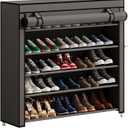 Calmootey 5 Tier Shoe Rack Organizer to Hold 25 Pairs, Portable Shoe Shelf with Nonwoven Fabric Cover for Closet Hallway, Bedroom, Entryway, Grey