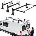 hightall Van Ladder Rack with Roller,Adjustable Length 50-61" Van Roof Rack with Cargo Stoppers,Compatible with Ford Transit150/250/350,Enclosed Trailer,Drilling Required