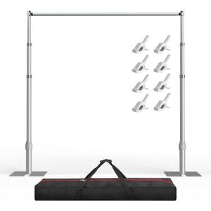 EMART Backdrop Stand Heavy Duty, 10x10Ft Adjustable Pipe and Drape Backdrop Stand Kit, Photo Booth Background Frame with Foldable Metal Base for Wedding Photography Birthday Party Decoration