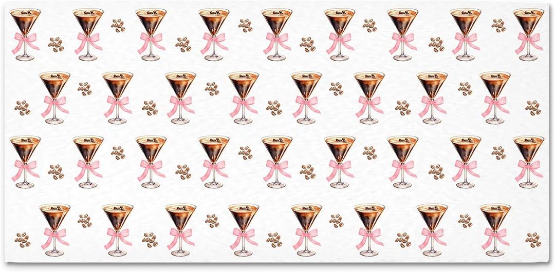 Preppy Espresso Martini Beach Towels Oversized 30x60 Inch, Girly Coquette Bow Cocktail Lightweight Towel Blanket Gifts for Espresso Martini Party Favor Pool Travel Swimming Camping Women Girls