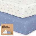 2-Pack Mini Crib Sheets Fitted - 38x26 Pack N Play Sheets for Pack and Play Mattress, Organic Cotton, Soft & Breathable Playard Bedding, Neutral Mini Toddler Bed Cover for Boys, Girls (Marine Muse)