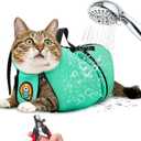 AWOOF Cat Grooming Bag Adjustable Cat Bathing Bag Anti Scratch Bite Polyester Soft Durable Mesh Cat Shower Bag for Cats