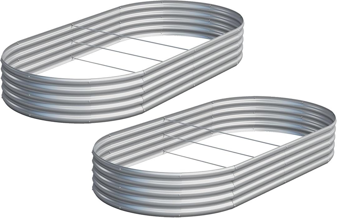 2PCS 8x4x1ft Galvanized Metal Raised Garden Bed Kit,Outdoor Planter Box Vegetables,Flowers,Herbs Durable Rust-Resistant Patio Gardening Beds