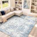 8x10 Area Rugs Washable Abstract Rug for Living Room Bedroom Blue